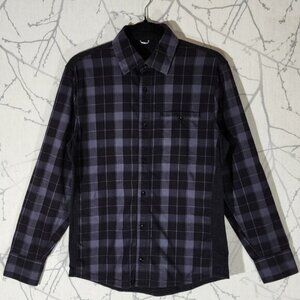 Kit and Ace Purple Plaid Twill Front Jersey Back Button Up Shirt